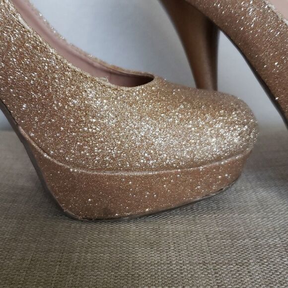 Gold Glitter Platform Heels  - Picture 6 of 8
